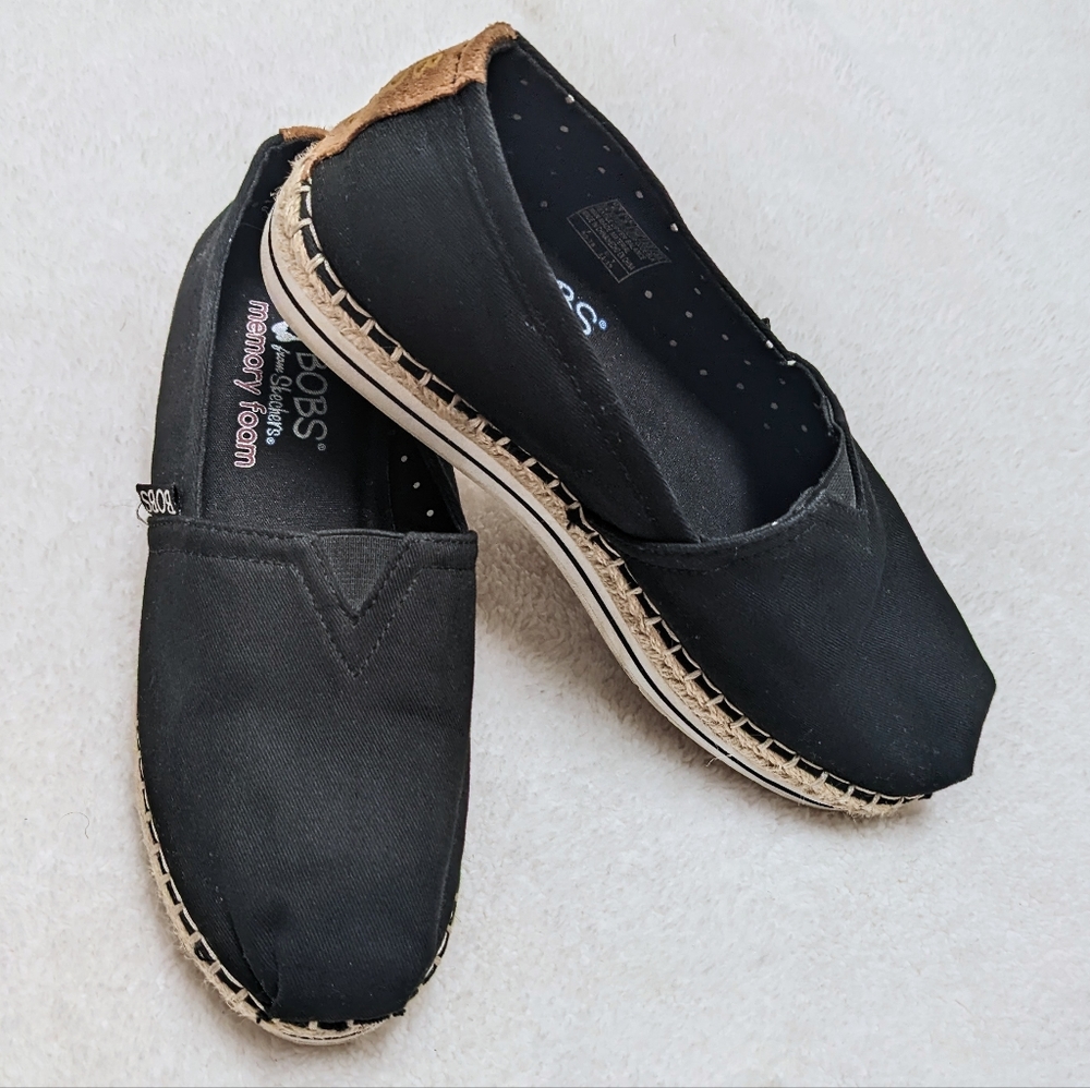 BOBS from Skechers Black Memory Foam Slip On Shoes. Size 6
